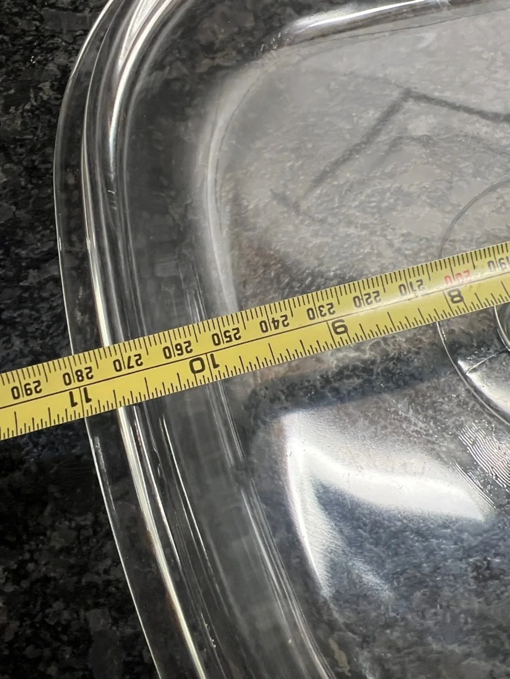 Big!! Corningware/Pyrex Clear Glass Square Replacement Lid with Knob. 10-3/4